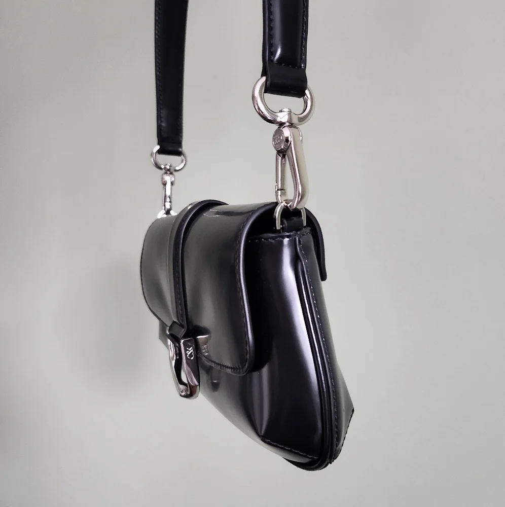 Charles & Keith Gabine Leather Elongated Shoulder Bag in Black - Picture 3 of 9